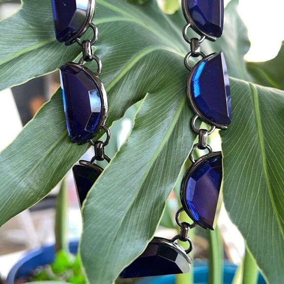 Nlue Gun Metal Gray Crescent Gem Long Coldwater Creek Necklace $16 ea or bundle - Picture 3 of 7